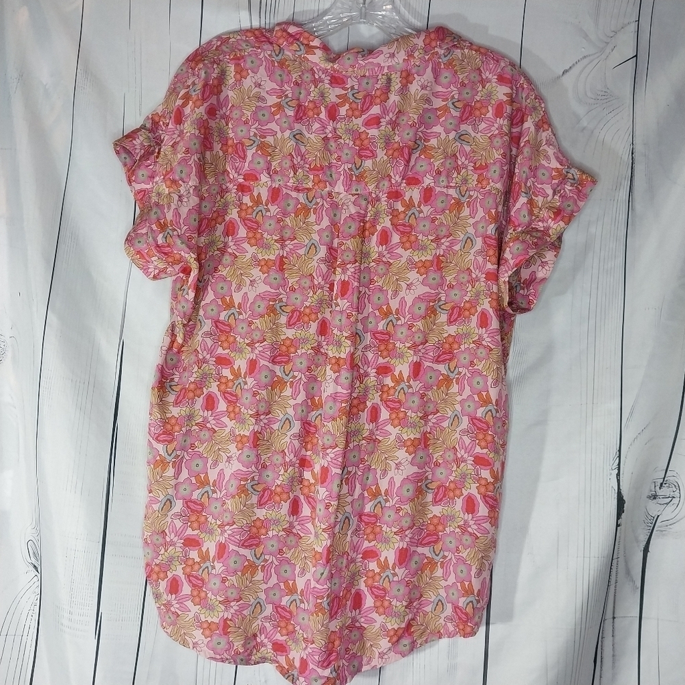 Lucky Brand Women's Pink Button Down Loose Fit Casual Boho Cottagecore Top - Picture 8 of 13
